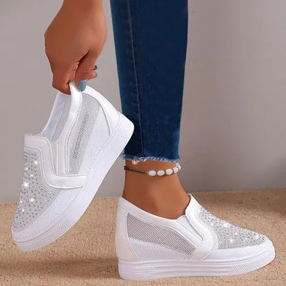 Women's Rhinestone Mesh Slip-On Comfort Trainers