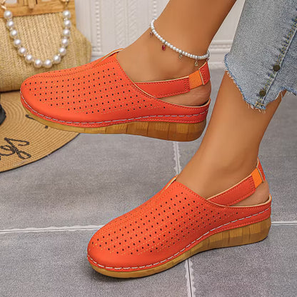 Women's Perforated Slingback Wedge Sandals
