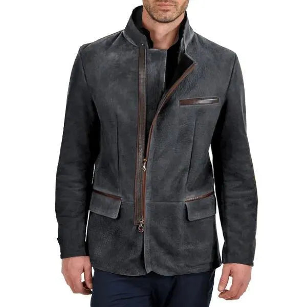 Autumn Winter Men's Solid Colour Zip-Up Jacket