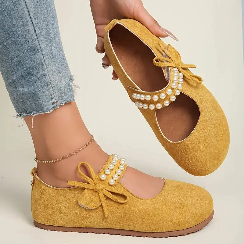 Women's Pearl Bow Support Flats