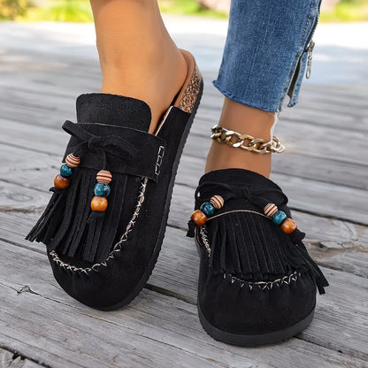 Women’s Tassel-Trim Suede Mule Loafers