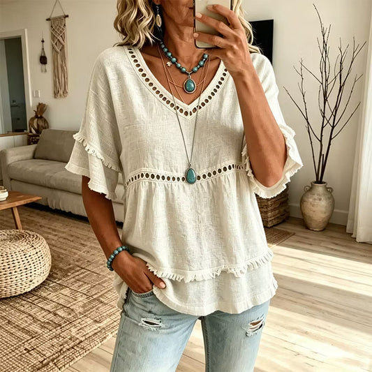 Women’s V-Neck Layered Tunic Top