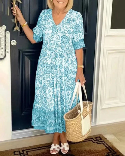 Women’s Boho V-Neck Cotton Summer Dress