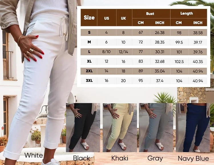 Women’s Elasticated Waist Cotton Pencil Trousers