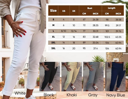 Women’s Elasticated Waist Cotton Pencil Trousers