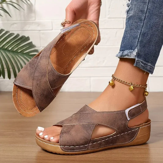 Women's New Vintage Solid Colour Summer Wedge Sandals