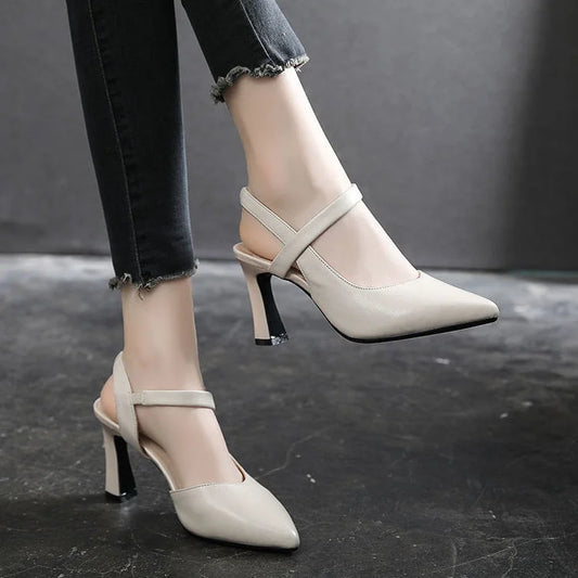 Women’s Soft-Leather-Look Slingback Pointed-Toe Heels
