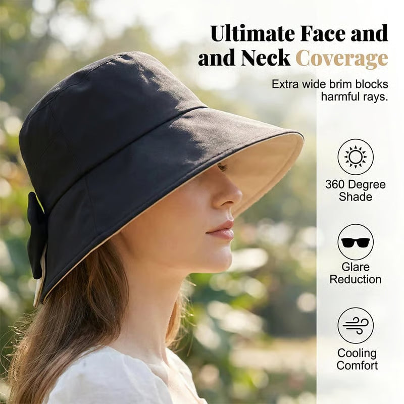 Women’s Rollable Wide Brim Bow Sun Hat