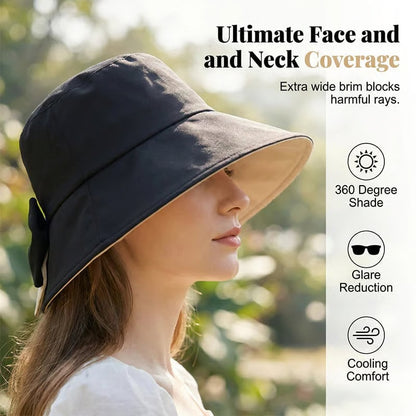 Women’s Rollable Wide Brim Bow Sun Hat