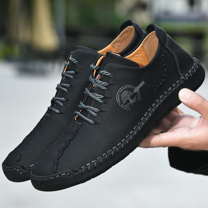 Men’s Handmade Leather Lace-Up Soft-Sole Driving Shoes