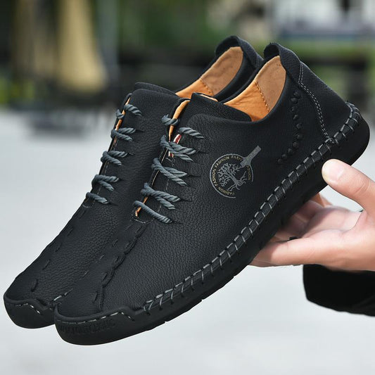 Men’s Handmade Leather Lace-Up Soft-Sole Driving Shoes