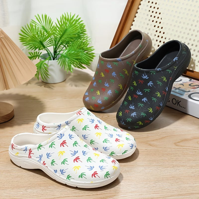 Men's Coconut Tree Print Casual Slides