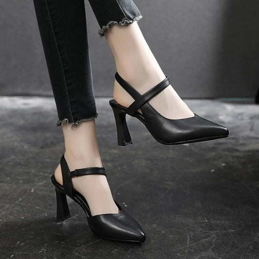 Women’s Soft-Leather-Look Slingback Pointed-Toe Heels