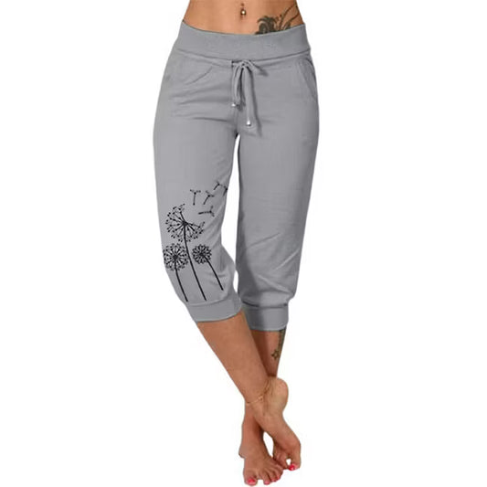 Women’s High-Waisted Drawstring Capri Trousers