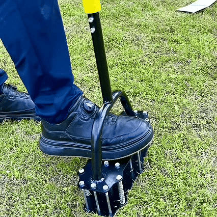 Manual Lawn Aerator Tool with Steel Tines & Spring Assist