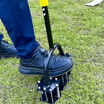 Manual Lawn Aerator Tool with Steel Tines & Spring Assist