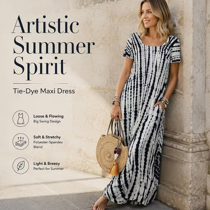 Women's Tie-Dye Print Maxi Dress