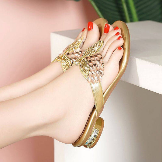 Women’s Floral Rhinestone Flip-Flops