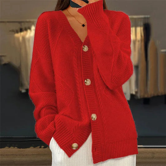 Tanner - Comfortable V-Neck Cashmere-Like Cardigan