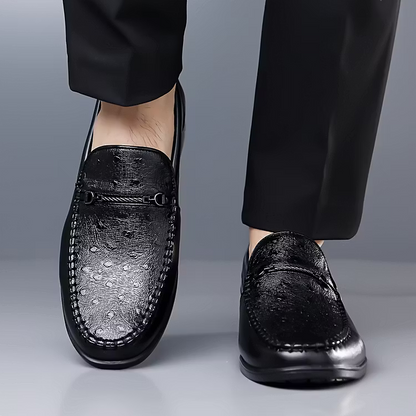 Men's Ostrich-Effect Leather-Look Loafers