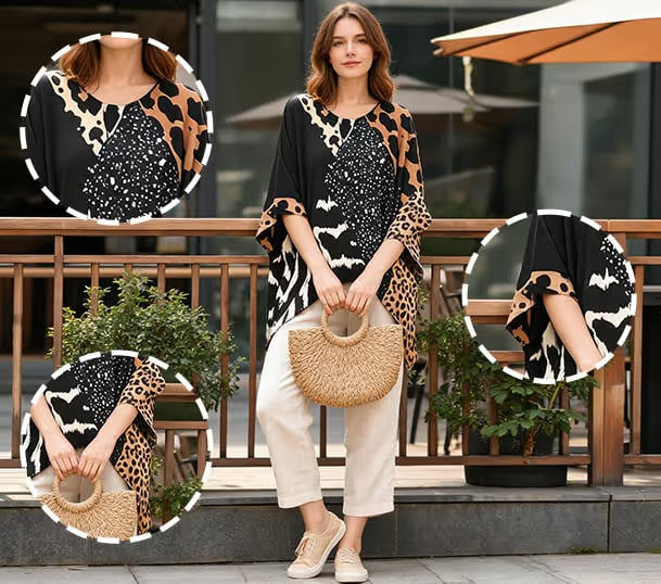 Leopard Sequin Patchwork Blouse