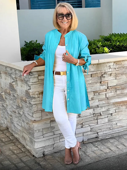 Women’s Elvara Swing Long Cotton Shirt Jacket