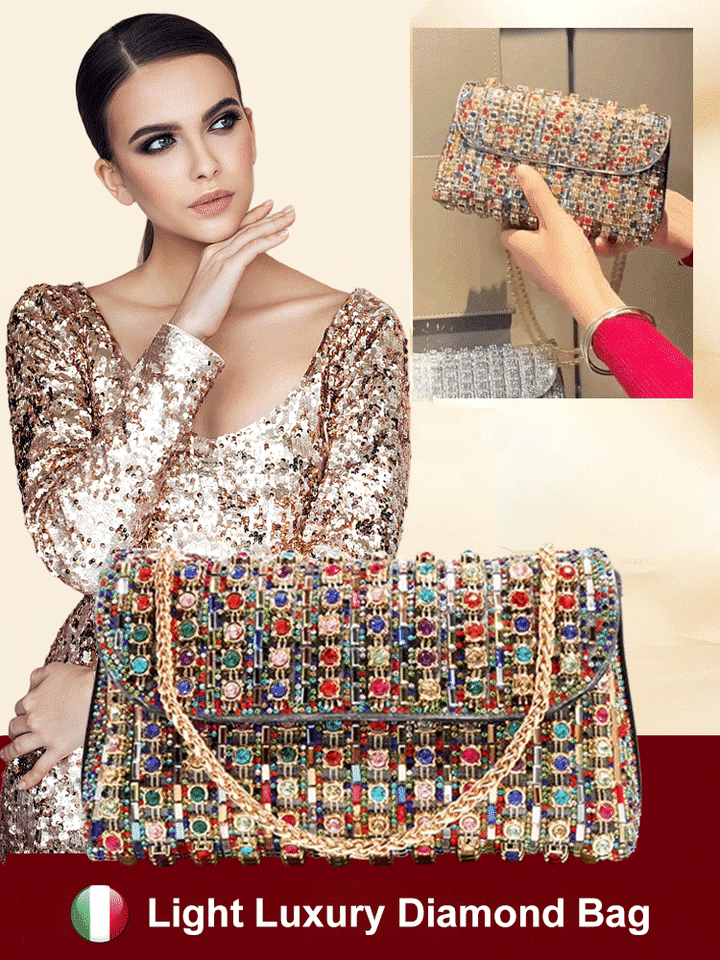 Lightweight Multicolour Crystal Evening Clutch Bag