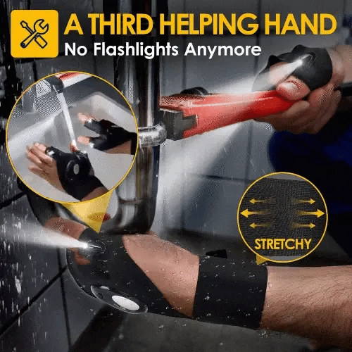 Hands-Free LED Work-Light Half-Finger Gloves