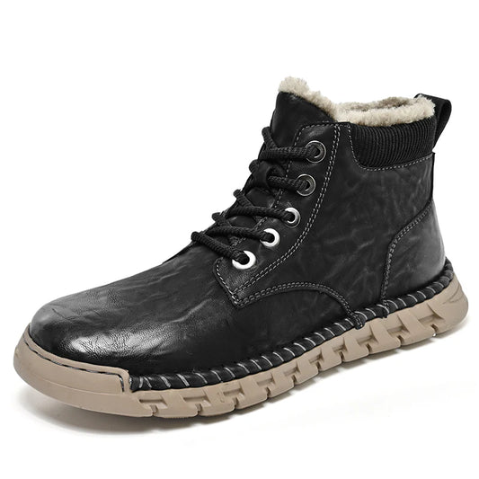 Men’s Waterproof Leather-Look Winter Boots