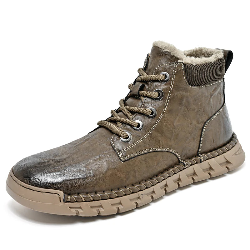 Men’s Waterproof Leather-Look Winter Boots
