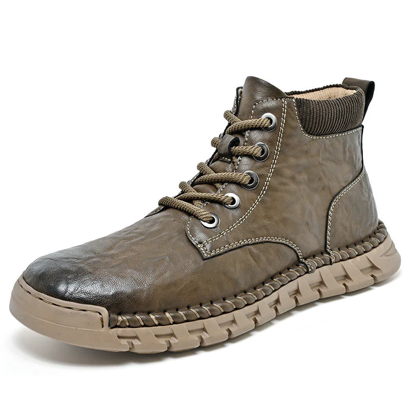 Men’s Waterproof Leather-Look Winter Boots