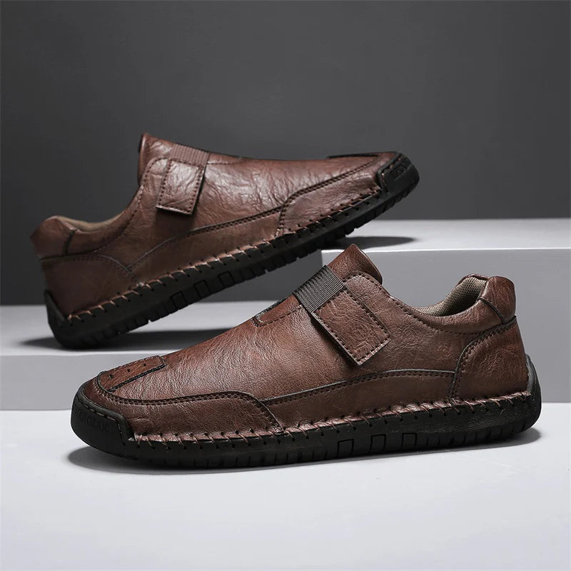 Men’s Leather-Look Slip-On Walking Shoes