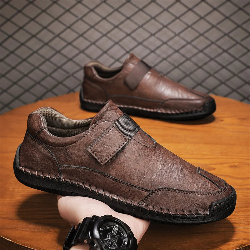 Men’s Leather-Look Slip-On Walking Shoes