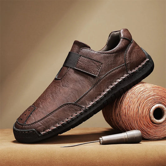 Men’s Leather-Look Slip-On Walking Shoes