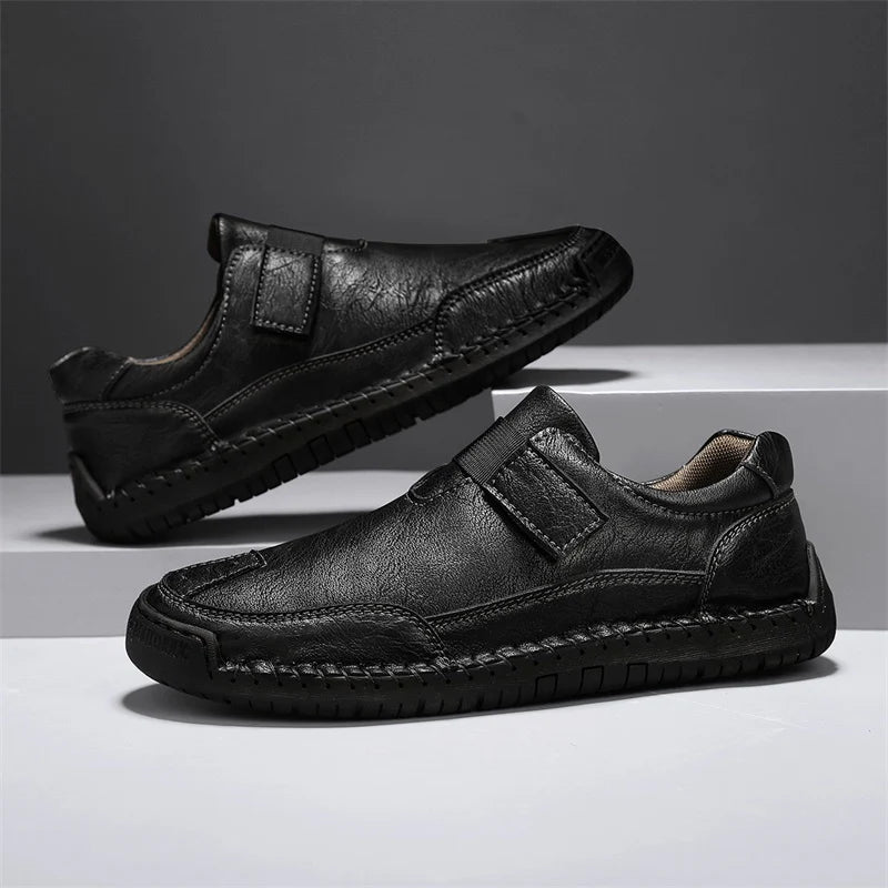 Men’s Leather-Look Slip-On Walking Shoes