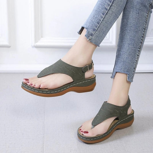 Embroidery Comfy Wedge Sandals