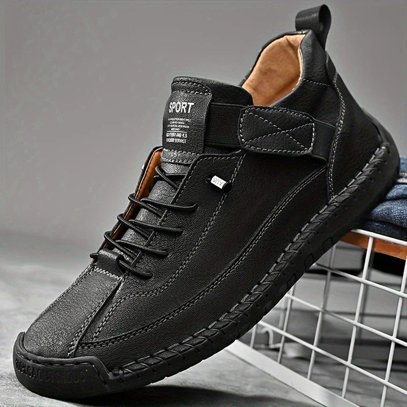 Men's Leather-Look Trainers – Soft Comfort & Support