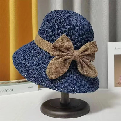 Handmade Elegant Crochet Straw Hat with Ruffle Detail