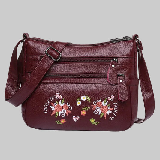 Women’s Printed Soft Leather-Look Multi-Pocket Shoulder Bag