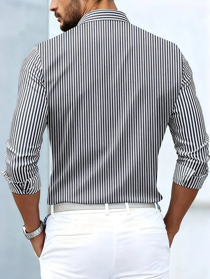 Men’s Mixed-Stripe Button-Up Shirt