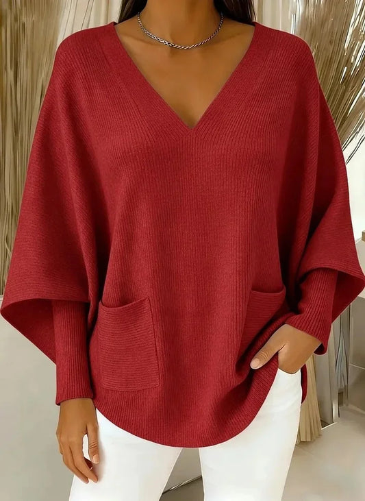Women’s Casual Solid Colour V-Neck Wool-Blend Sweater