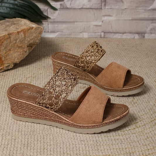 Women’s Double-Strap Wedge Mule Sandals
