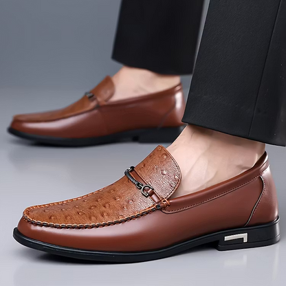 Men's Ostrich-Effect Leather-Look Loafers