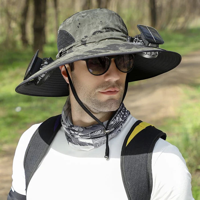 Solar Fan Wide-Brim Hat