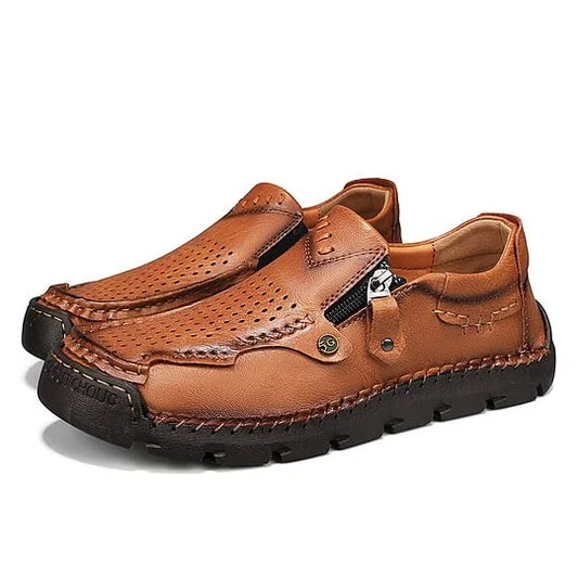 Men's Premium Wide-Toe Leather-Look Zip Loafers