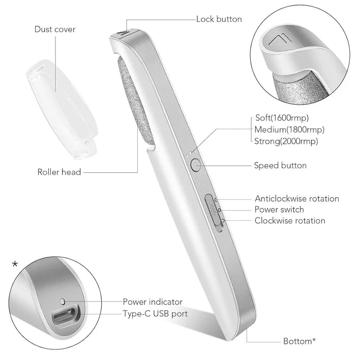 Rechargeable Electric Callus Remover with Dual Rotation