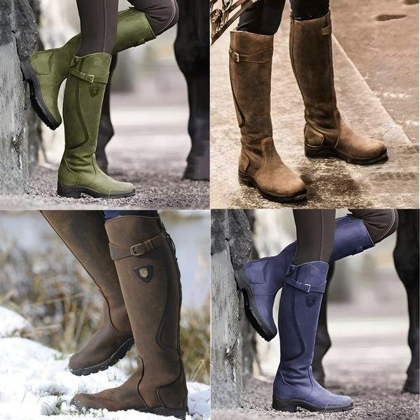 Women’s Waterproof Leather-Look Knee High Boots