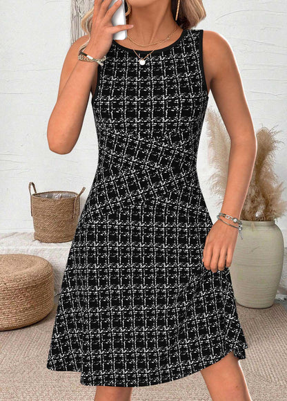 Women's Sleeveless Patterned Swing Dress