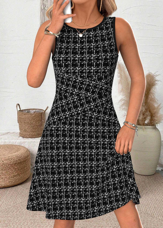 Women's Sleeveless Patterned Swing Dress