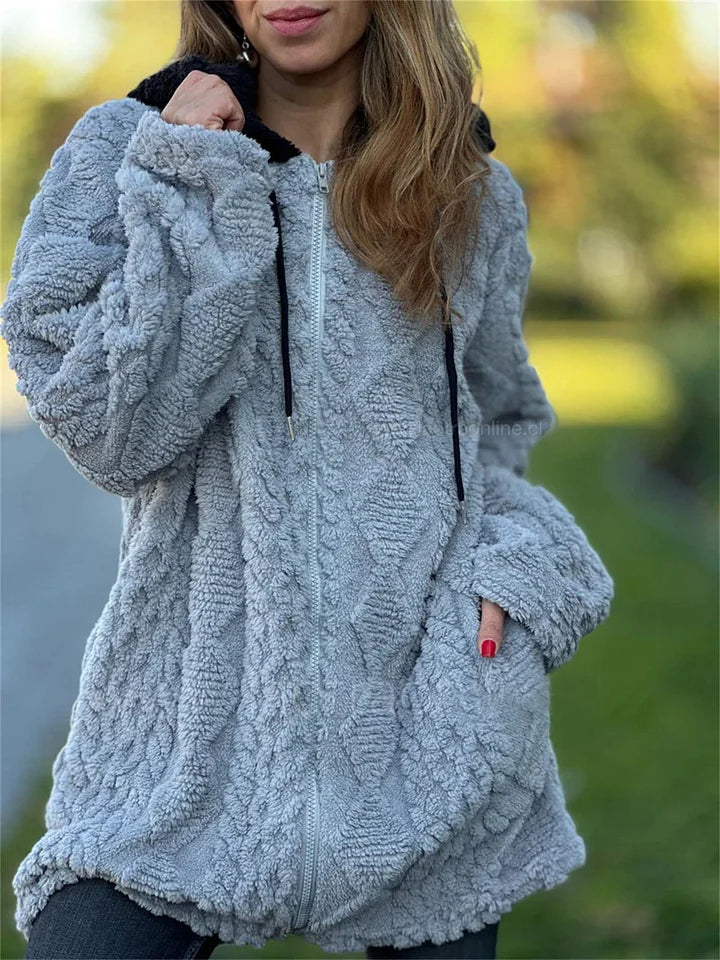 Women’s Faux Fur Lined Hooded Fleece Zip Jacket